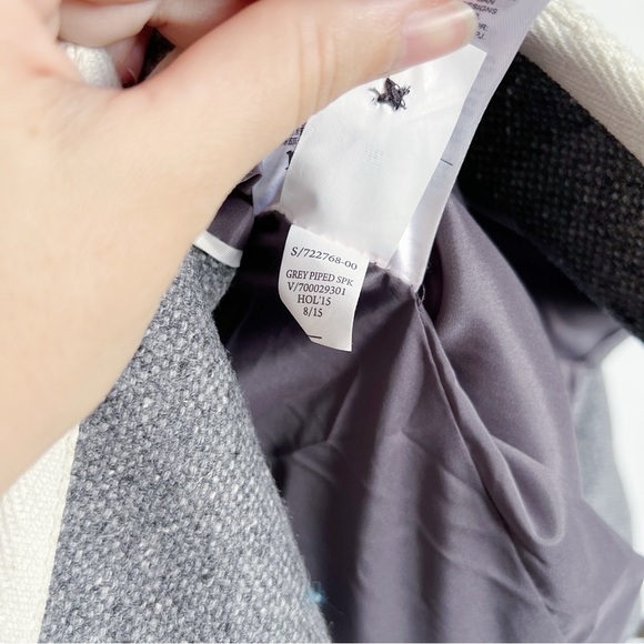 Banana Republic • Piped Grey Hack ing Jacket blazer two tone wool tweed long - Picture 9 of 12